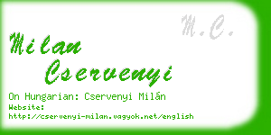 milan cservenyi business card